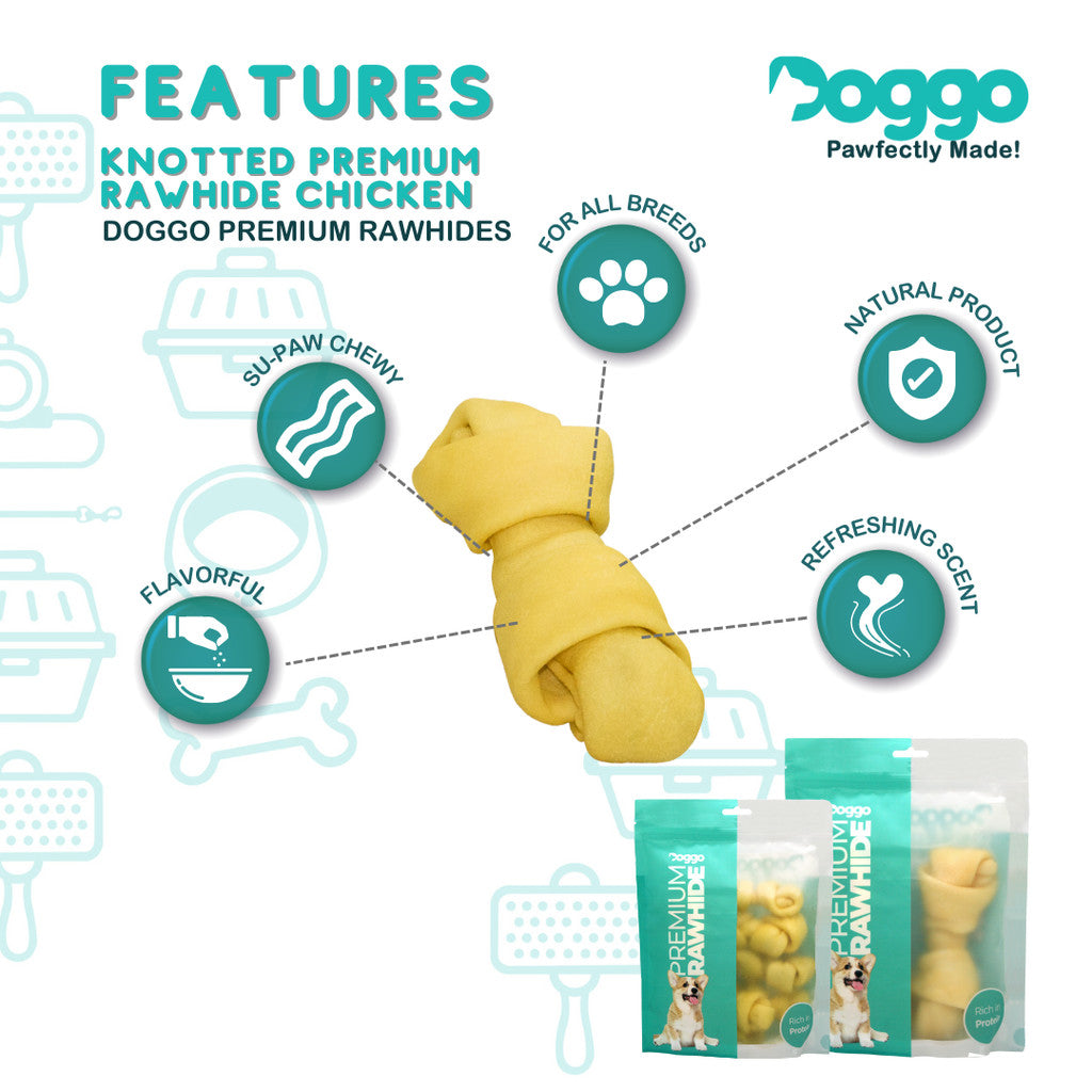 Doggo Premium Rawhide Knotted Chicken Flavor (2 Sizes Available)