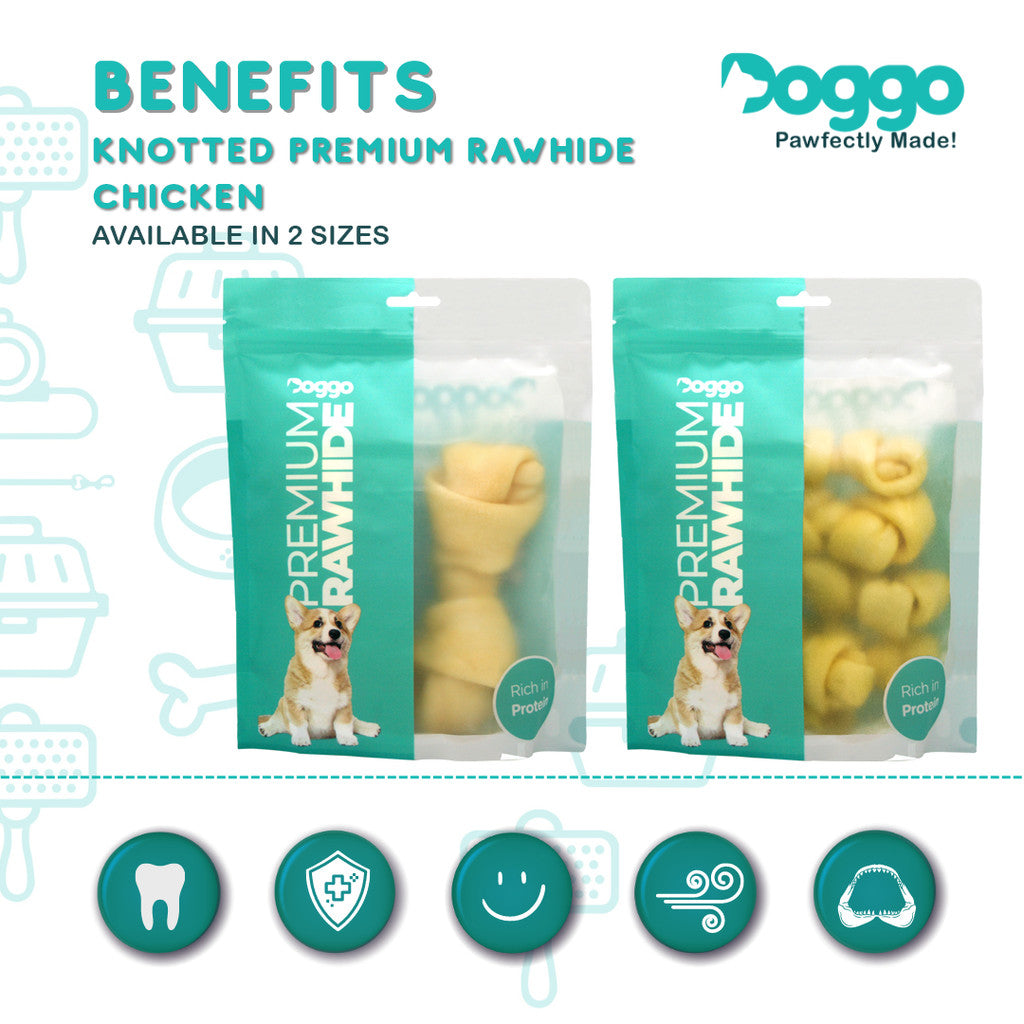 Doggo Premium Rawhide Knotted Chicken Flavor (2 Sizes Available)