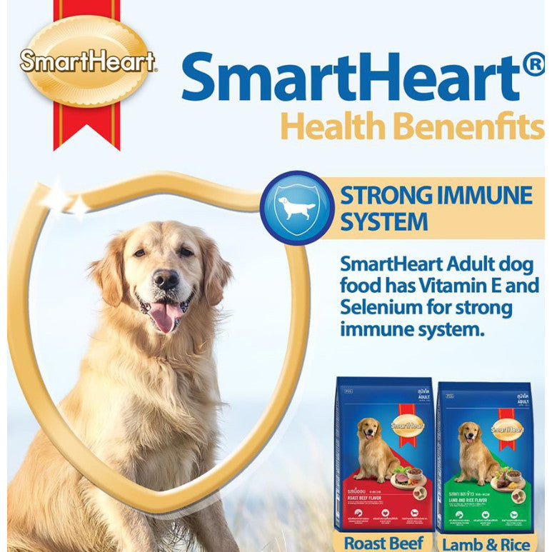 SmartHeart Adult Dry Dog Food Roast Beef 3kg – Healthy Crunchy Kibble
