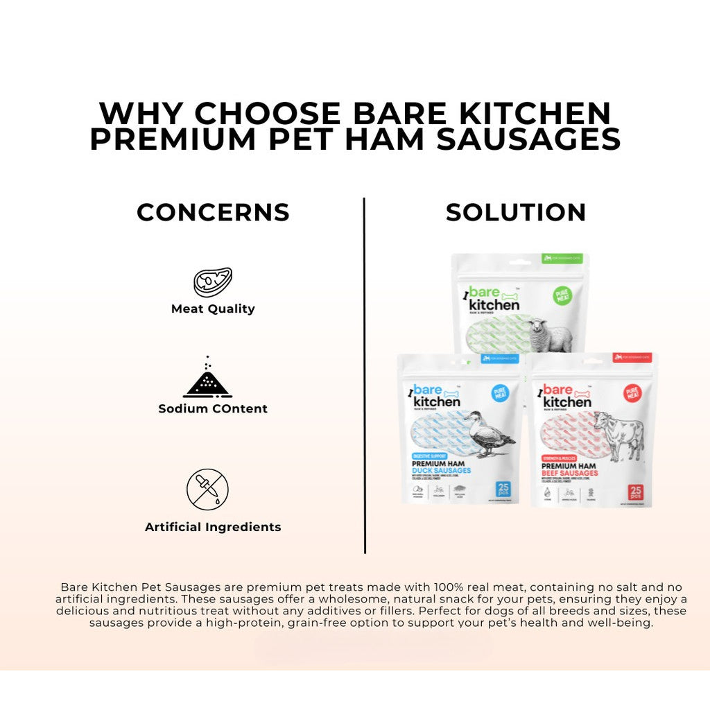 Bare Kitchen Premium Pet Ham Sausage with Taurine & Spirulina [Per Pack]