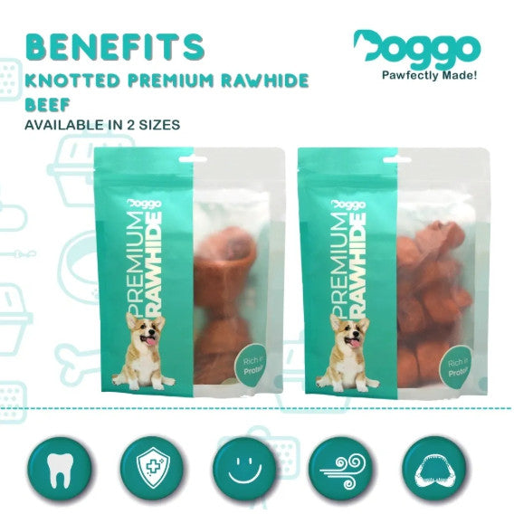 Doggo Premium Rawhide Knotted Beef Flavor (2 Sizes Available)
