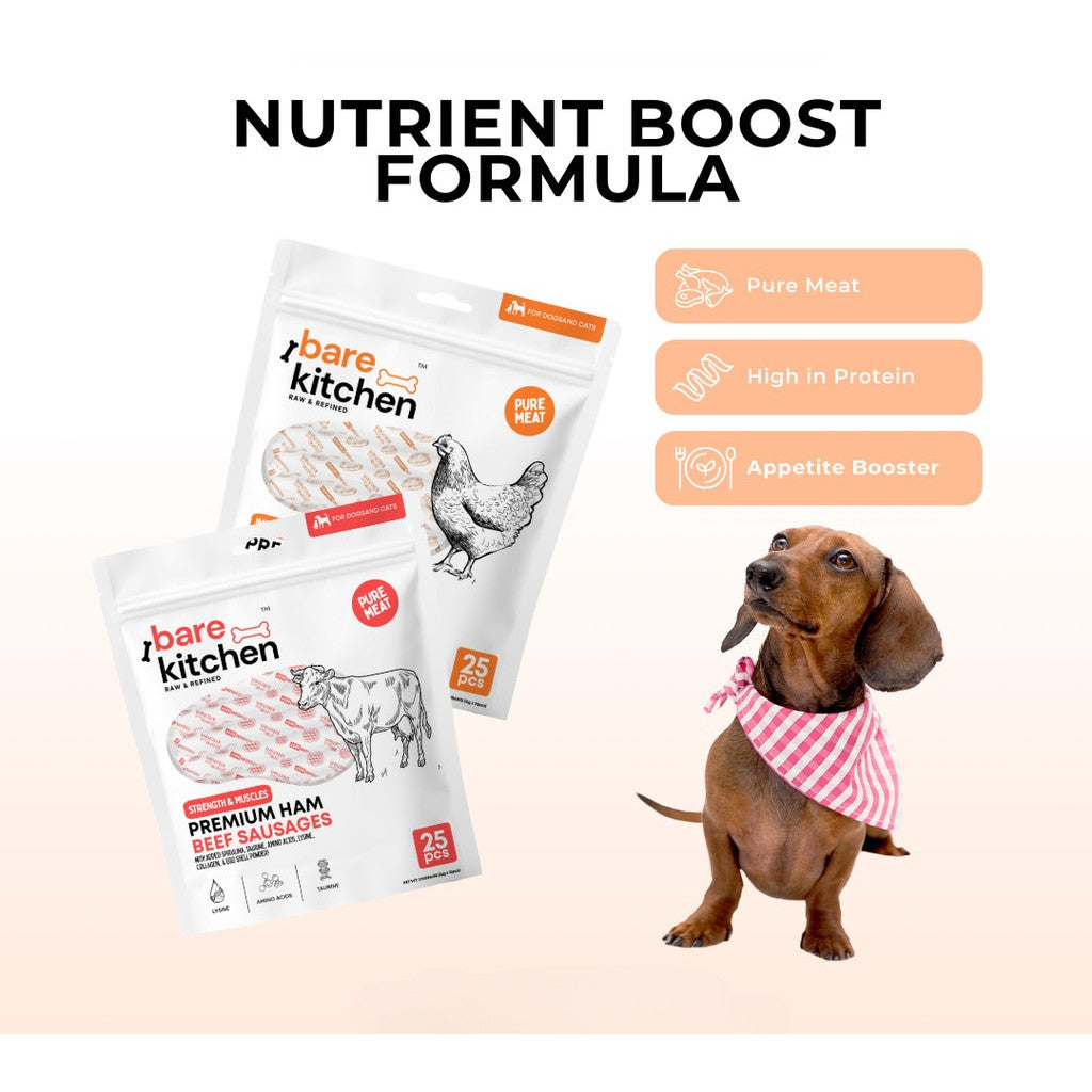 Bare Kitchen Premium Pet Ham Sausage with Taurine & Spirulina [Per Pack]