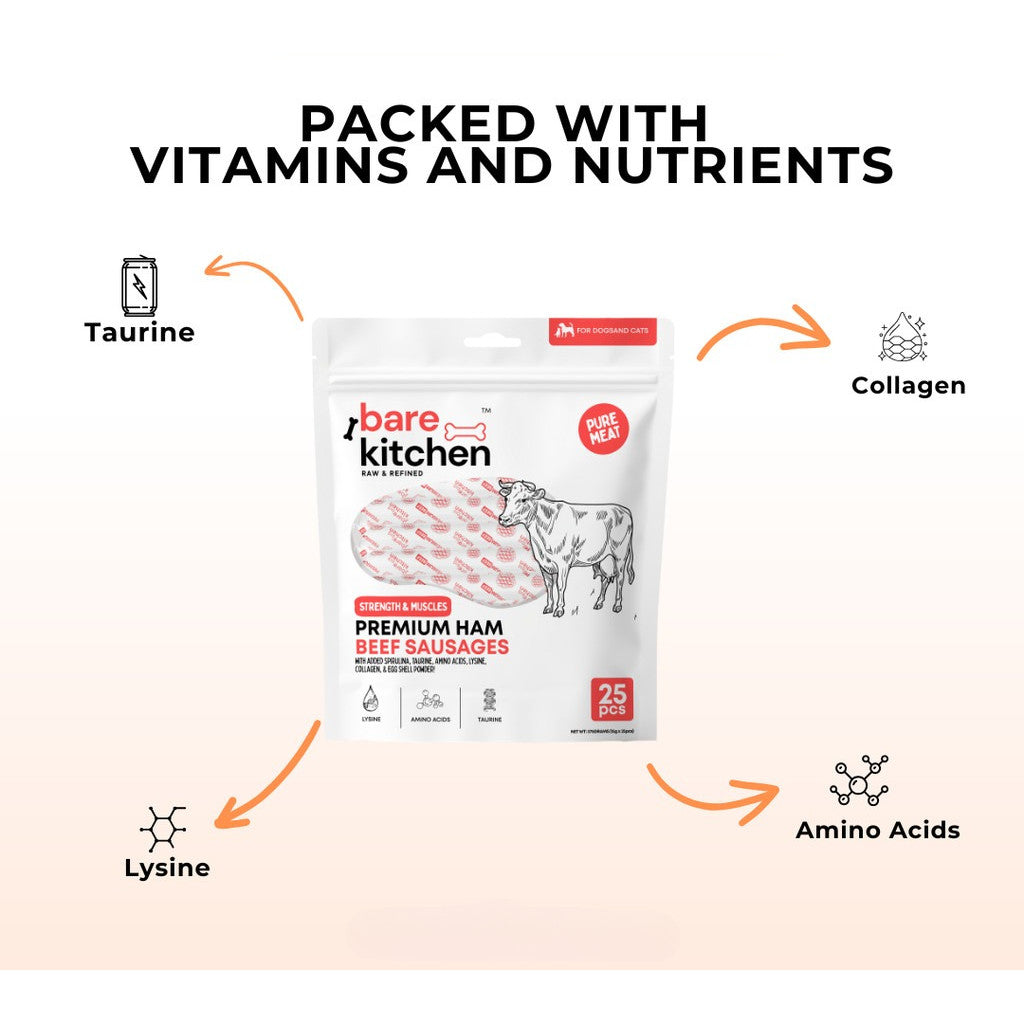 Bare Kitchen Premium Pet Ham Sausage with Taurine & Spirulina [Per Pack]