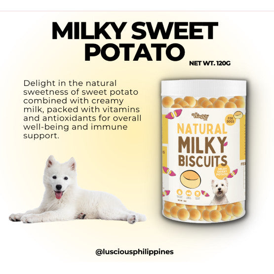 The Waggy Bites Natural Milky Biscuits Sweet Potato 120g