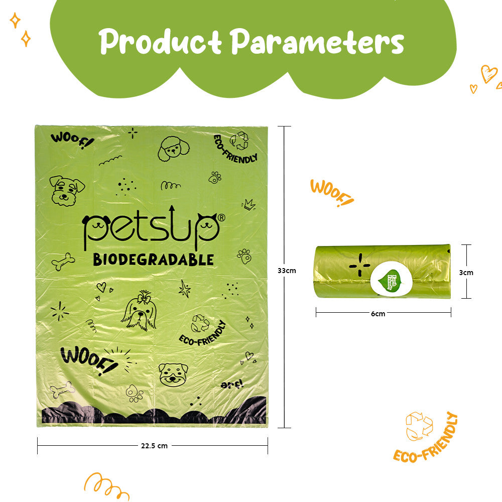 Petsup Biodegradable Pet Trash Bags – 15pcs Leakproof & Eco-Friendly