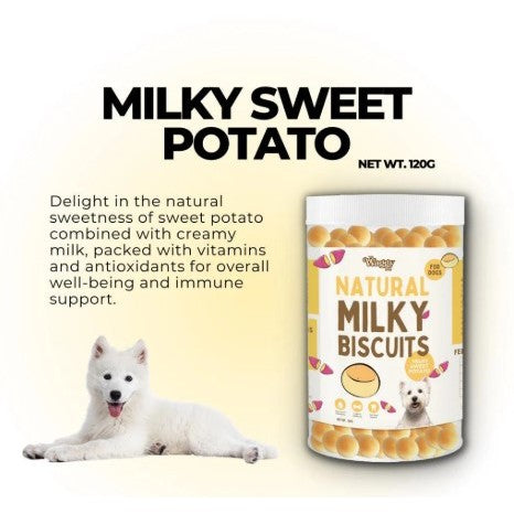 The Waggy Bites Natural Milky Biscuits Sweet Potato 120g