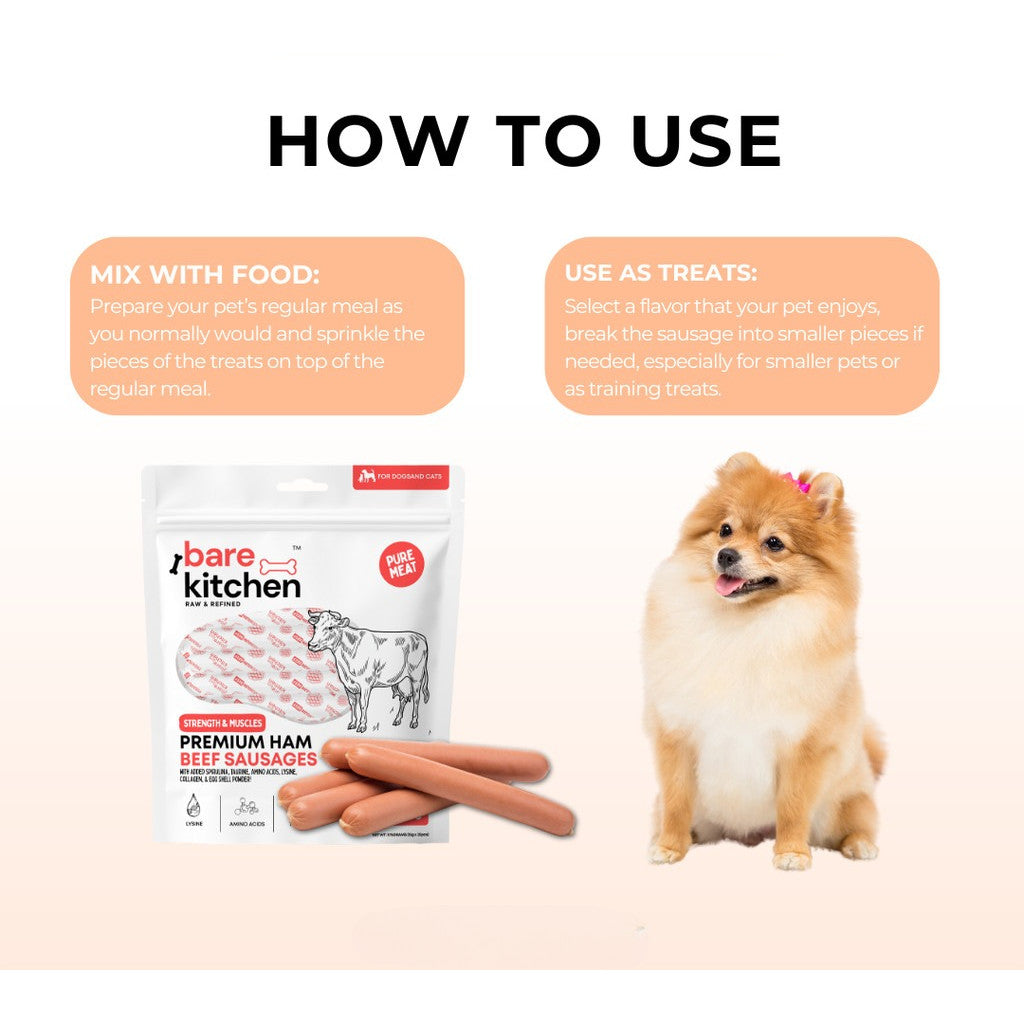 Bare Kitchen Premium Pet Ham Sausage with Taurine & Spirulina [Per Pack]