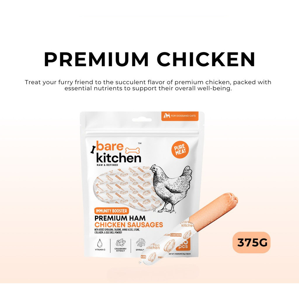 Bare Kitchen Premium Pet Ham Sausage with Taurine & Spirulina [Per Pack]