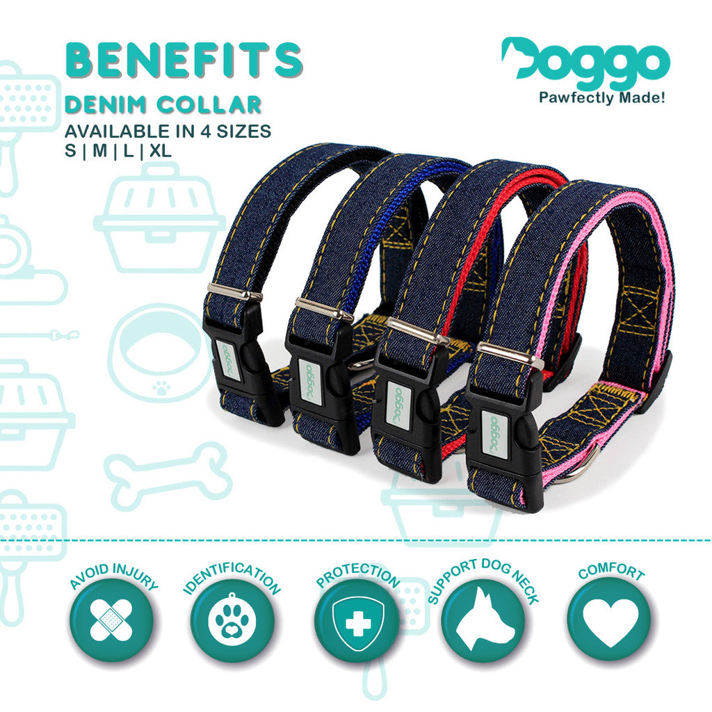 Doggo Denim Collar Large – Pink