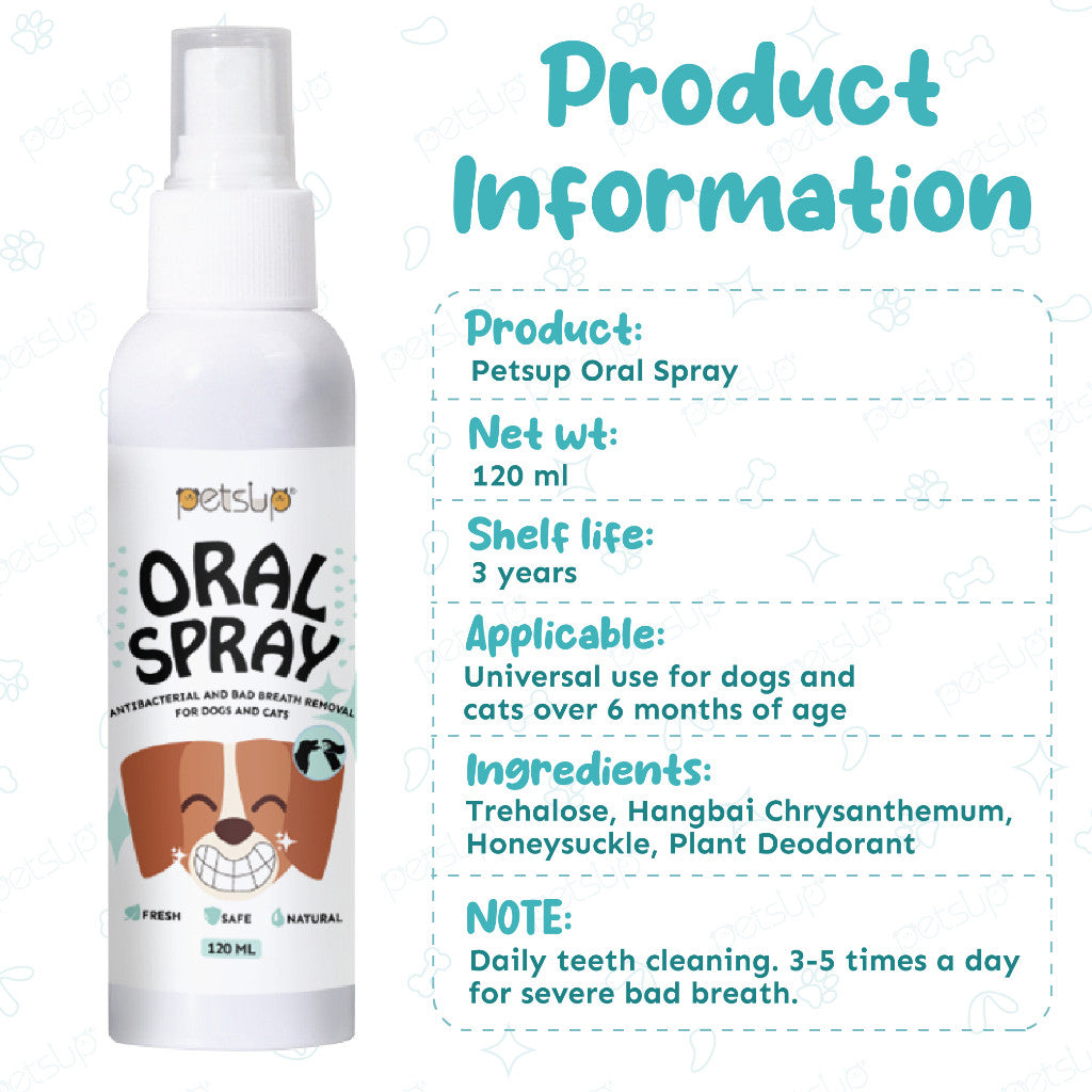 Petsup Pet Oral Deodorant Spray 120ml – Dental & Mouth Care for Cats & Dogs