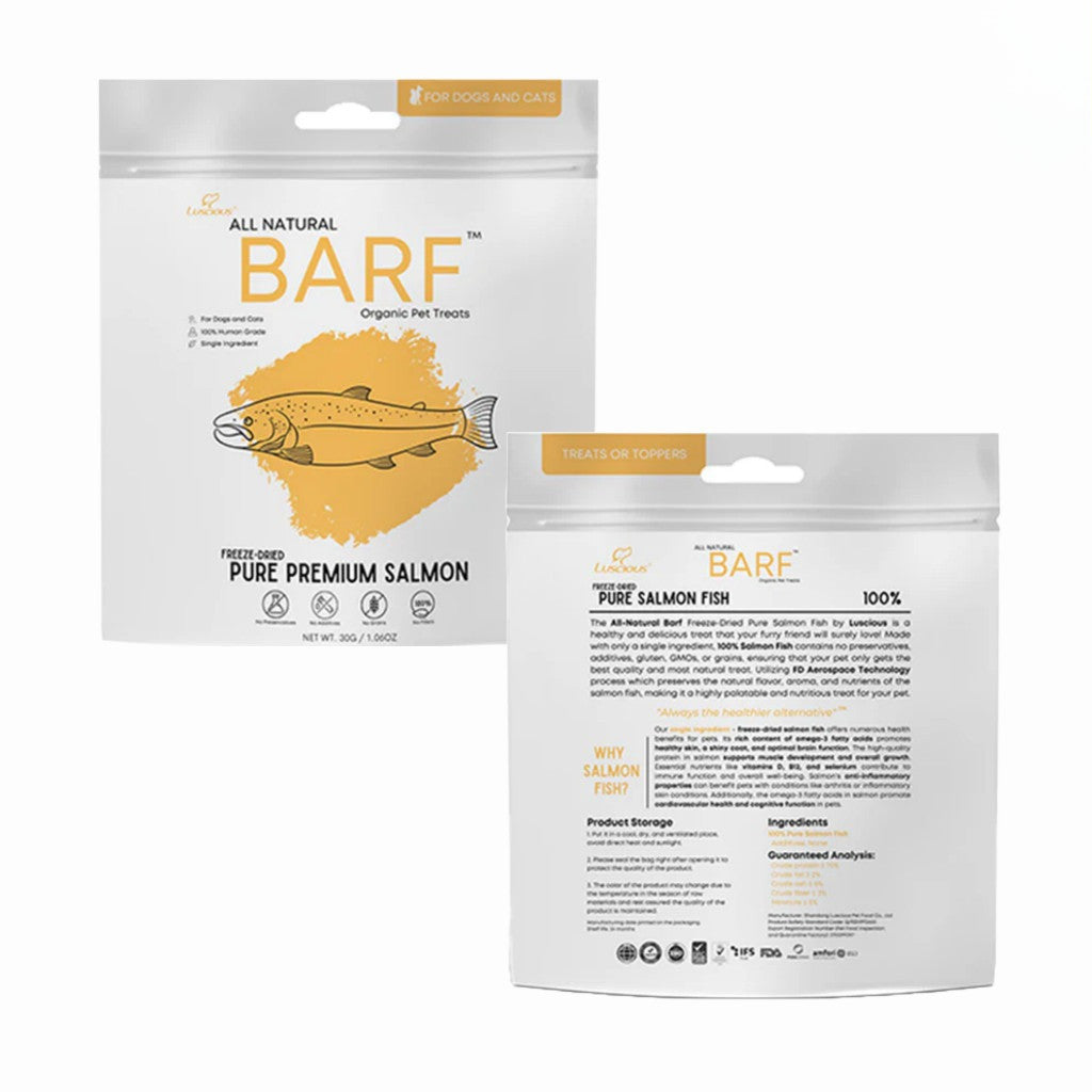 Luscious BARF Freeze-Dried Dog & Cat Treats 30g – All Natural Single Ingredient